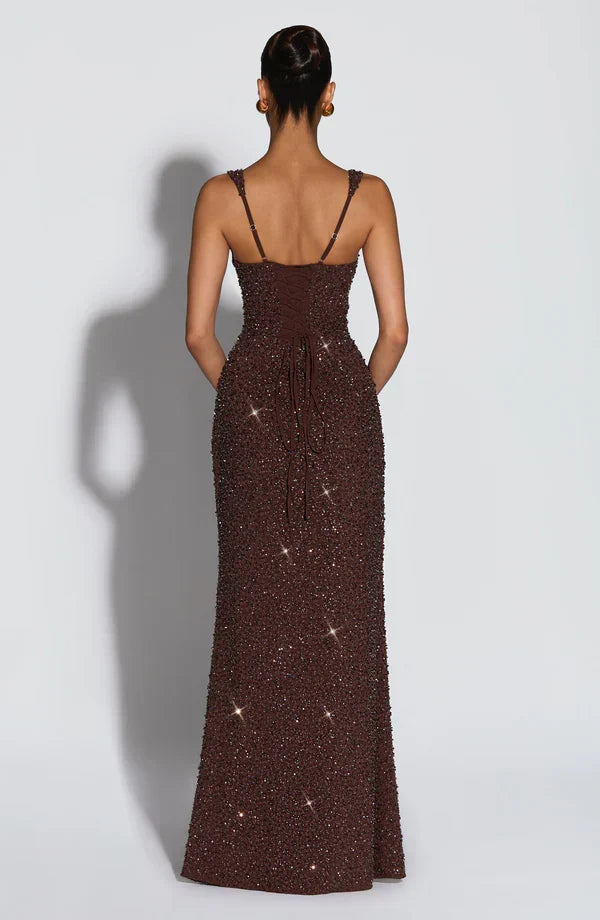 Roosa – Kimalteleva Neliökaula-aukkoinen Maksimekko