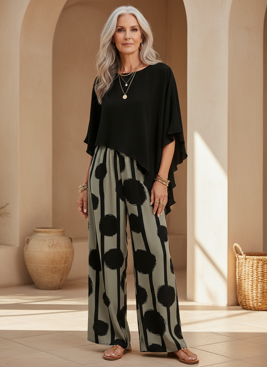 Valeriana™ | Epäsymmetrinen Toppi ja Boho-Housut