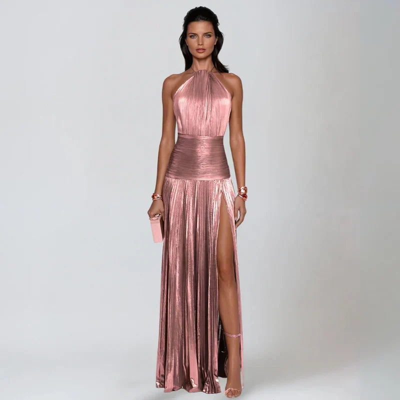 Emma | Metallinhohtoinen Halterneck-mekko